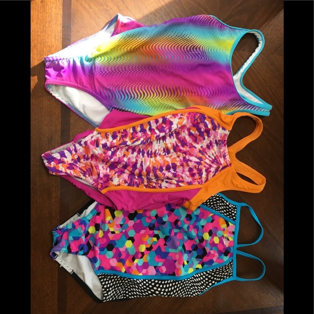 (3) girls size 10 Speedo swimsuits